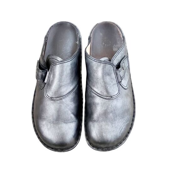 Finn Comfort Metallic Silver Orb Nappa Leather Mule Slide Shoe - Picture 1 of 13